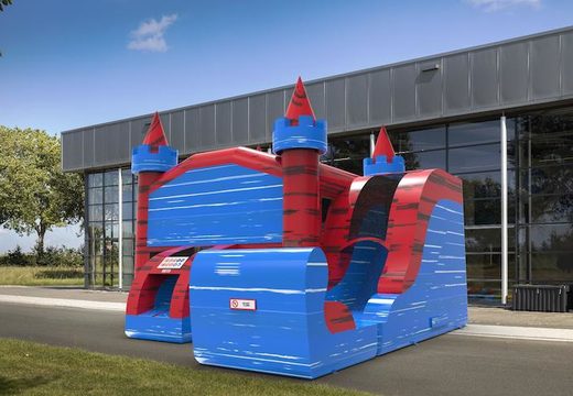 Buy rightside slide dropslide combo 13ft inflatable bounce house in theme marble in colors blue&red for both young and old. Order inflatable wholesale bounce houses online at JB Inflatables America
