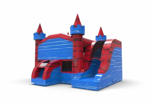 Order a rightside slide dropslide combo 13ft inflatable bounce house in theme marble in colors blue&red. Buy inflatable bouncers online at JB Inflatables America, professional in inflatables making.