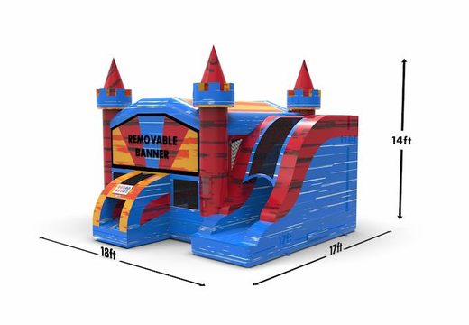 Unique inflatable manufactured rightside slide dropslide combo 13ft inflatable bounce house in theme marble in colors B order for both young and old. Buy inflatable bounce houses online at JB Inflatables America