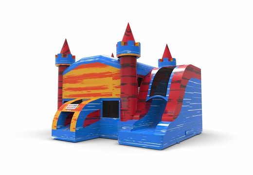Order an inflatable rightside slide dropslide combo 13ft bounce house in theme marble in colors blue-red and orange. Buy inflatable wholesale bounce houses online at JB Inflatables America