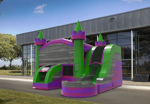 Order a rightside slide dropslide combo 13ft inflatable bounce house in theme marble in colors purple-gray&green for both young and old. Buy inflatable wholesale bounce houses online at JB Inflatables America