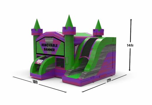 Buy a rightside slide dropslide combo 13ft inflatable bounce house in theme marble in colors purple-gray and green for both young and old. Order inflatable moonwalks online from JB Inflatables America, professional in inflatables making