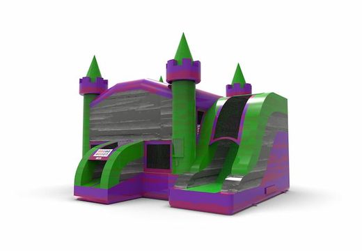 Inflatable unique rightside slide dropslide combo 13ft bounce house in theme marble in colors purple-gray&green for both young and old. Order inflatable bounce houses online at JB Inflatables America