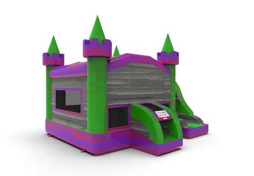 Buy rightside slide dropslide combo 13ft inflatable bounce house in theme marble in colors purple-gray&green for both young and old. Buy wholesale bounce houses online at JB Inflatables America