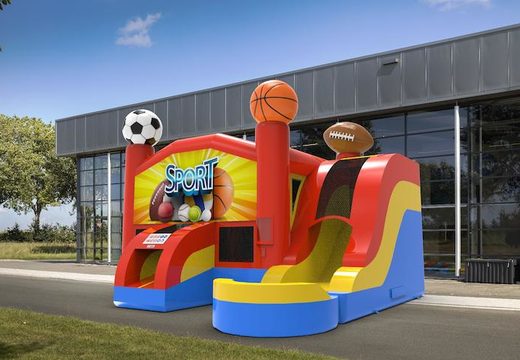 Buy an inflatable rightside slide dropslide combo 13ft bounce house in theme sports. Order inflatable moonwalks online at JB Inflatables America