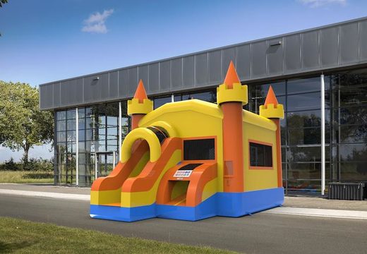 Unique frontslide combo 13ft basic inflatable bounce house in colors C for both young and old. Buy inflatable wholesale bounce houses online at JB Inflatables America