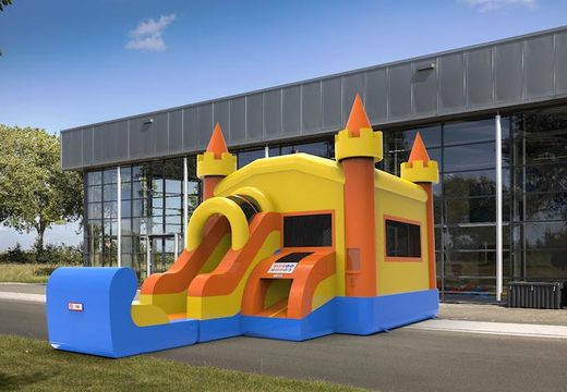 Order unique inflatable frontslide combo 13ft jumper basic inflatable bouncy castle in colors blue-orange&yellow for both young and old. Buy inflatable bouncy castles online for sale at JB Inflatables America