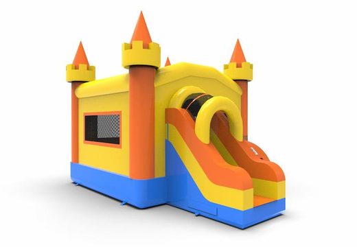 Buy inflatable frontslide combo 13ft jumper basic bounce house in colors blue-orange&yellow for both young and old. Buy inflatable wholesales online at JB Inflatables America