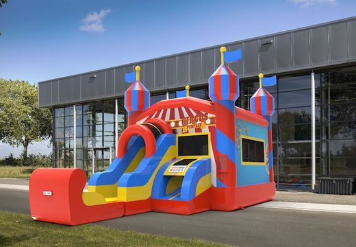 Buy inflatable unique frontslide combo 13ft bounce house in theme carnival game for both young and old. Order inflatable bounce houses online at JB Inflatables America
