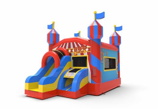 Buy an inflatable frontslide combo 13ft carnival game themed bouncy castle for both young and old. Order inflatable bouncy castles online at JB Inflatables America
