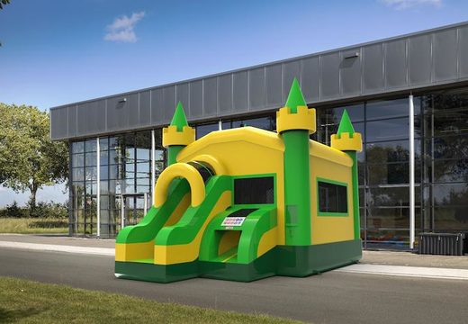 Unique frontslide combo 13ft basic inflatable bounce house in colors B for both young and old. Buy inflatable commercial bounce houses online at JB Inflatables America