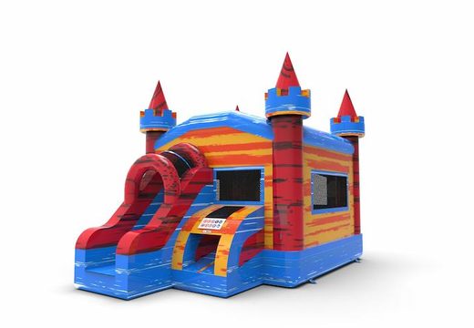 Order an inflatable frontslide combo 13ft bounce house in theme marble in colors blue-red&orange. Buy inflatable wholesale bounce houses online at JB Inflatables America