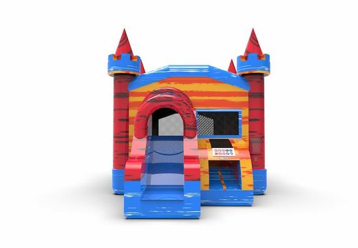 Buy a frontslide combo 13ft inflatable bounce house in theme marble in colors blue-red&orange for both young and old. Order inflatable manufactured bounce houses online at JB Inflatables America
