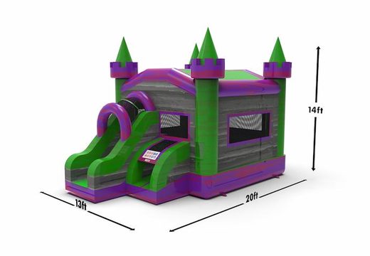 Buy a frontslide combo 13ft inflatable bounce house in theme marble in colors purple-gray&green for both young and old. Order inflatable moonwalks online from JB Inflatables America, professional in inflatables making
