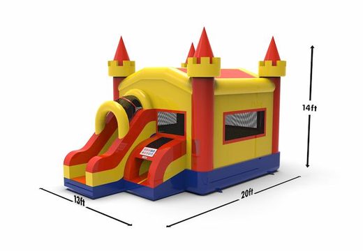 Unique frontslide combo 13ft basic inflatable bounce house in colors A. Order a theme for both young and old. Buy inflatable wholesales online at JB Inflatables America