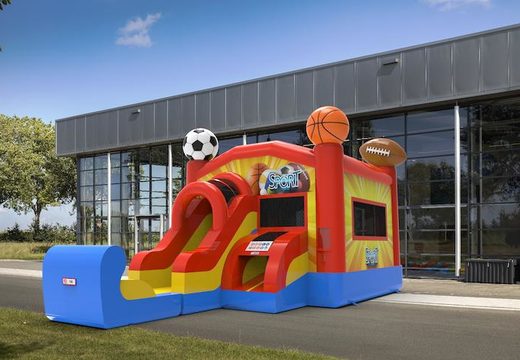 Buy an inflatable frontslide combo 13ft bounce house in theme sports. Order inflatable moonwalks online at JB Inflatables America