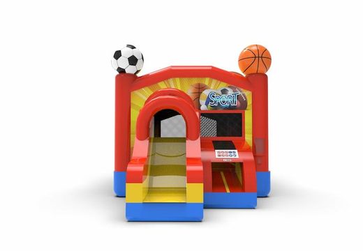 Buy inflatable unique manufactured frontslide combo 13ft bounce house in theme sports for both young and old. Order inflatable bounce houses online at JB Inflatables America