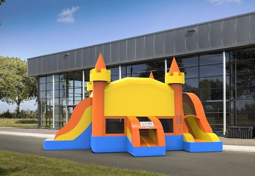 Unique slide park combo 13ft bounce house with two slides in colors C for both young and old. Buy inflatable wholesale bounce houses online at JB Inflatables America