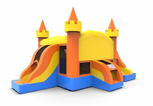 Buy inflatable slide park combo 13ft bounce house with two slides in colors blue-yellow&orange for both young and old. Buy inflatable wholesales online at JB Inflatables America