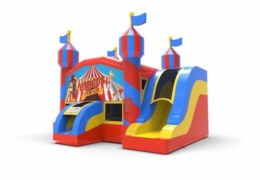 Order unique inflatable slide park combo 13ft bounce house with two slides in carnival game theme for both young and old. Buy inflatable bounce houses online at JB Inflatables America