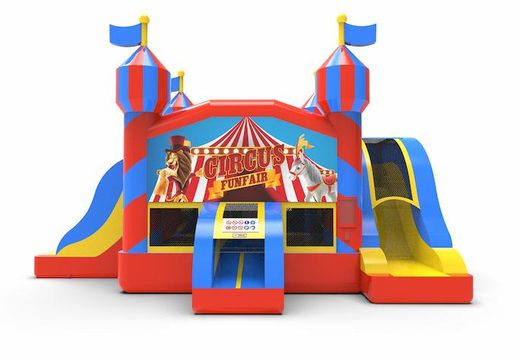 Buy an inflatable slide park combo 13ft bouncy castle with two slides for both young and old. Order inflatable bouncy castles online at JB Inflatables America