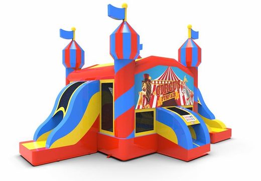Buy an inflatable slide park combo 13ft bouncy castle with two slides in theme carnival game. Order inflatable bouncy castles online at JB Inflatables America