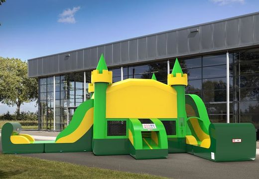Buy inflatable unique slide park combo 13ft bounce house with two slides in colors B for both young and old. Order inflatable wholesale bounce houses online at JB Inflatables America