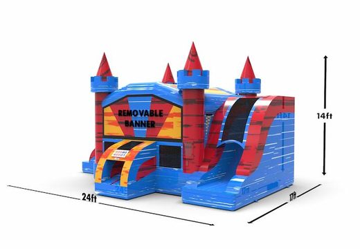 Unique inflatable manufactured slide park combo 13ft bounce house with two slides in theme marble in colors B order for both young and old. Buy inflatable bounce houses online at JB Inflatables America