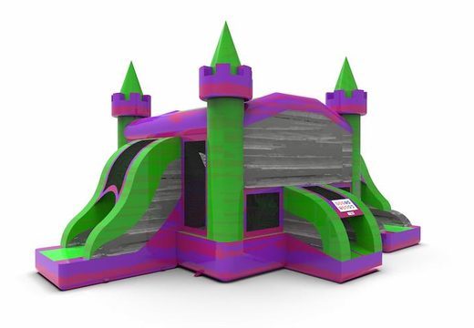 Buy slide park combo 13ft bounce house with two slides in theme marble in colors purple-green&gray for both young and old. Buy wholesale bounce houses online at JB Inflatables America