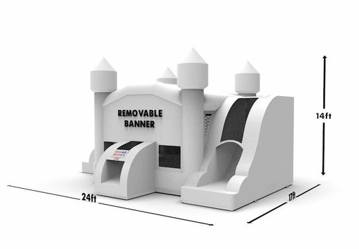 Buy an inflatable slide park combo 13ft bouncy castle with two slides in the wedding theme for both young and old. Order inflatable commercial moonwalks online at JB Inflatables America