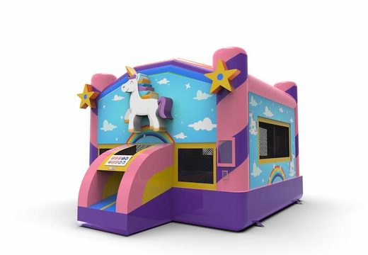 Buy inflatable commercial 2,5D jumper bounce house in unicorn theme for both young and old. Order inflatable bounce houses online at JB Inflatables America