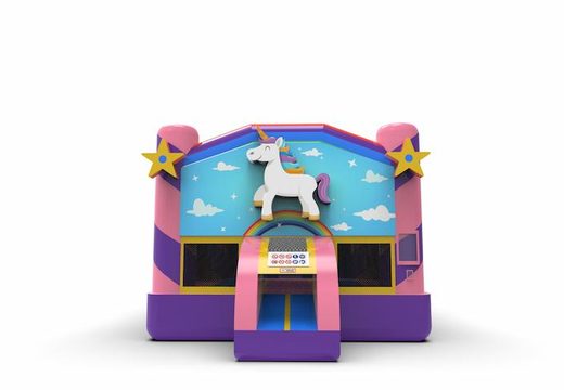 Buy an inflatable 2,5D jumper bounce house in the theme unicorn for both young and old. Order inflatable moonwalks online at JB Inflatables America