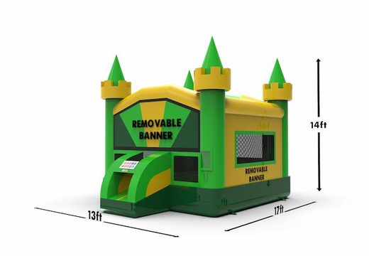 Order unique manufactured 13ft jumper basic inflatable bounce house in marble theme in colors green-yellow for both young and old. Buy inflatable bounce houses online at JB Inflatables America