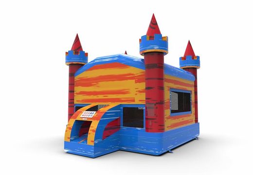 Buy inflatable commercial 13ft jumper basic bounce house in marble theme in colors blue-orange-red for both young and old. Order inflatable moonwalks online at JB Inflatables America