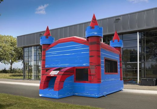Inflatable unique 13ft jumper basic bounce house in marble theme in colors blue and red for both young and old for sale. Order inflatable bouncy castles online at JB Inflatables America, professional in inflatables making.