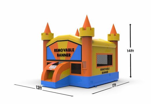An inflatable 13ft jumper basic bounce house in theme marble in colors orange, yellow and blue for both young and old for sale. Buy inflatable bounce houses online at JB Inflatables America