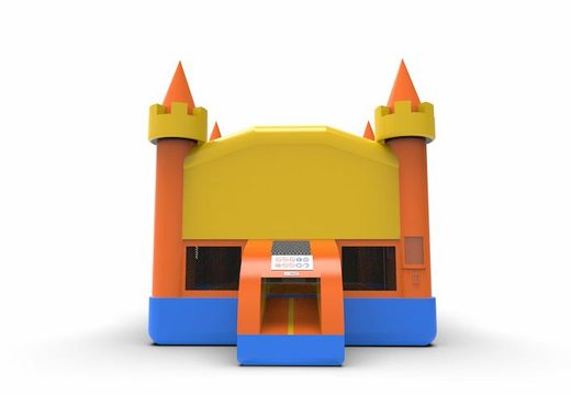 Inflatable 13ft jumper basic commercial bounce house in marble theme in colors orange, yellow and blue for both young and old. Order inflatable bounce houses online at JB Inflatables America, professional in inflatables making
