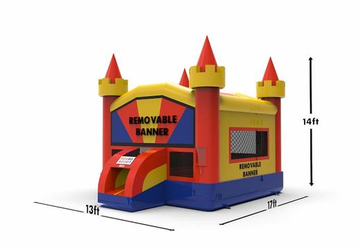 Buy inflatable 13ft jumper basic bounce house in marble theme in colors red-yellow-blue for both young and old. Order inflatable bounce houses online at JB Inflatables America