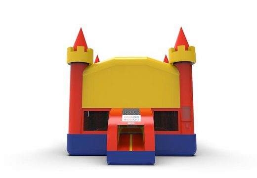 Buy inflatable commercial 13ft jumper basic bounce house in marble theme in colors red-yellow-blue for both young and old. Order inflatable moonwalks online at JB Inflatables America