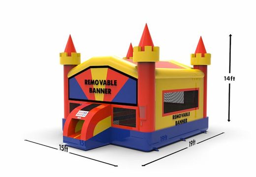 Buy inflatable 15ft jumper basic bounce house in marble theme in colors blue-red&yellow for both young and old. Order inflatable commercial bounce houses online at JB Inflatables America