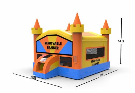 Order an inflatable 15ft jumper basic bounce house in theme marble in colors blue, yellow & orange for both young and old. Buy inflatable bounce houses online at JB Inflatables America