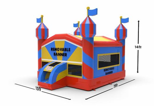 Buy an inflatable 15ft jumper basic inflatable bounce house in a carnival theme for both young and old. Order inflatable moonwalks online from JB Inflatables America, professional in inflatables making