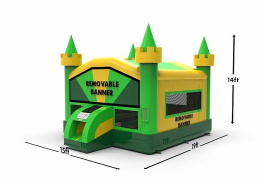 Order unique manufactured 15ft jumper basic inflatable bounce house in marble theme in colors green&yellow for both young and old. Buy inflatable bounce houses online at JB Inflatables America