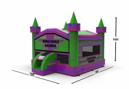 Order an inflatable 15ft jumper basic bounce house in marble in colors purple, gray and green theme for both young and old.  Buy inflatable moonwalks online at JB Inflatables America