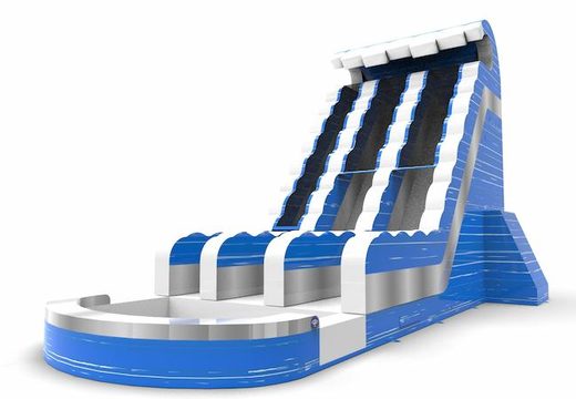 Get an inflatable waterslide D22 in blue-white-silver colors for both young and old. Order inflatable waterslides online at JB Inflatables America