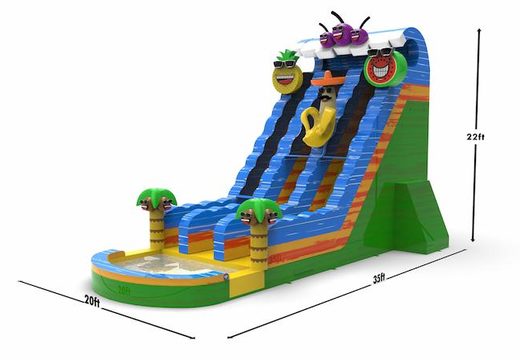 Unique inflatable waterslide D22 in theme caribbean for both young and old for sale. Buy inflatable reclame waterslides online at JB Inflatables America