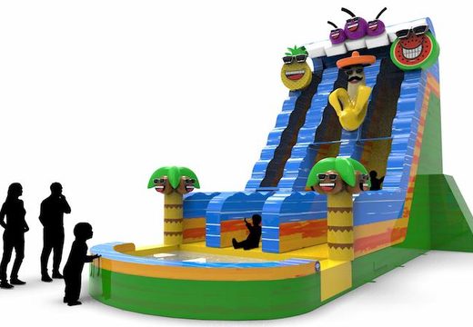 An inflatable waterslide D22 in theme caribbean for both young and old for sale. Order inflatable waterslides online at JB Inflatables America
