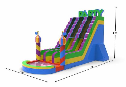 Buy an inflatable waterslide D22 in party theme for both young and old. Order inflatable commercial waterslides online at JB Inflatables America