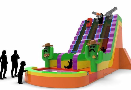 Order unique inflatable waterslide D22 in theme Texas for both young and old. Buy inflatable reclame waterslides online at JB Inflatables America