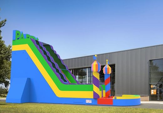 Buy an inflatable waterslide S22 in party theme for both young and old. Order inflatable commercial waterslides online at JB Inflatables America